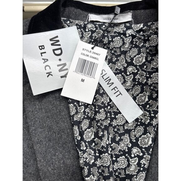 WD.NY Black Mens Charcoal Blazer Jacket With Paisley Lining Size M - Picture 7 of 16